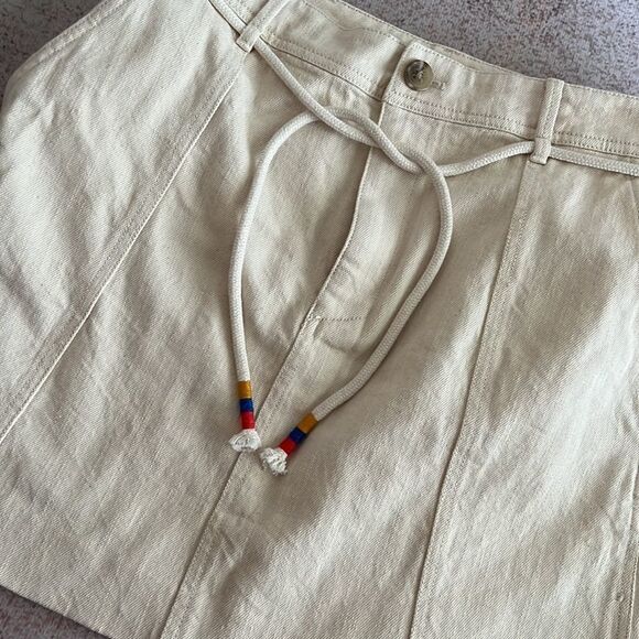 Madewell Capital A-Line Denim Mini Skirt with Belt in Vanilla Ivory - Picture 5 of 6